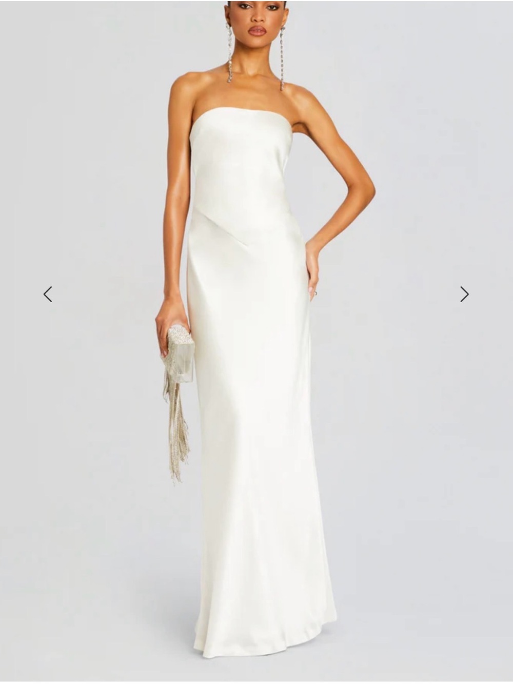 Retrofete Strapless White Column Gown
